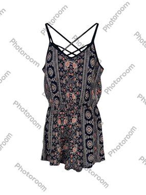 Angie Navy Patterned Romper S